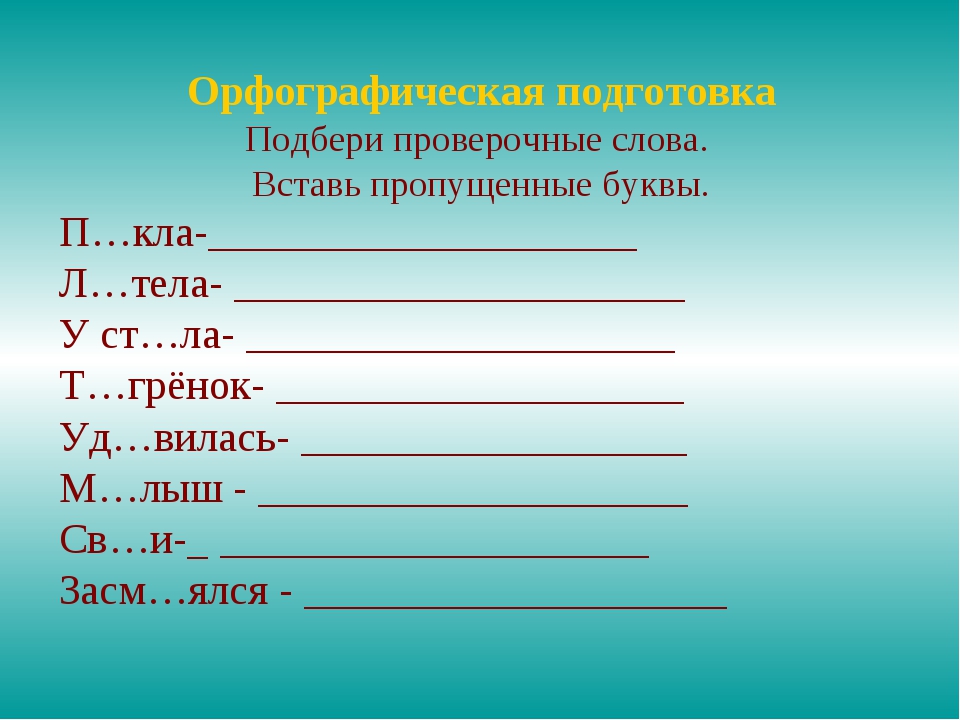 Подбери проверочные слова и запиши по образцу