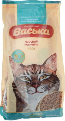 Корм сухой для кошек "Васька", для профилактики мочекаменной болезни, морской коктейль, 400 г