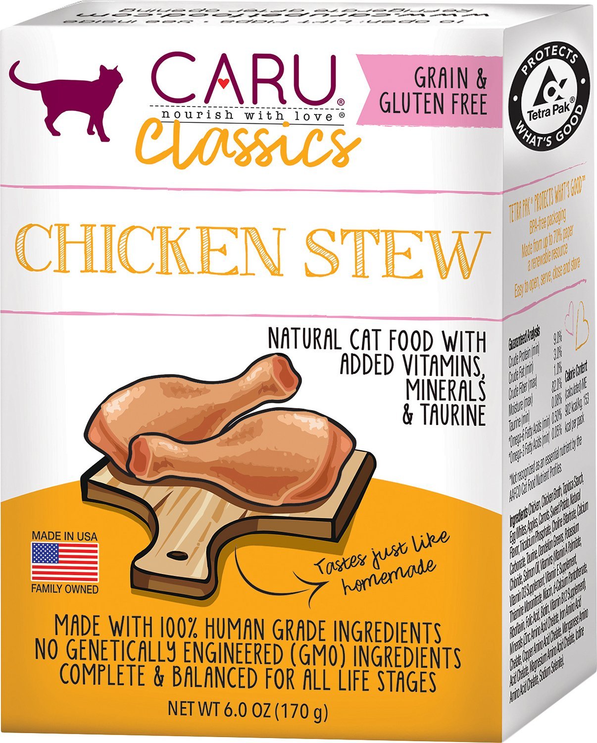 caru classic chicken stew human grade cat food